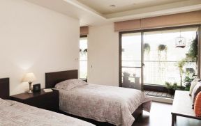 中式田园风格卧室装修效果图 卧室阳台设计图片