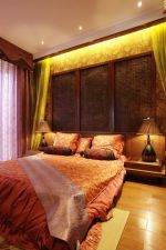 东南亚风格卧室床头背景墙设计效果图片