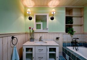 美式风格卫生间砖砌浴缸装修效果图片