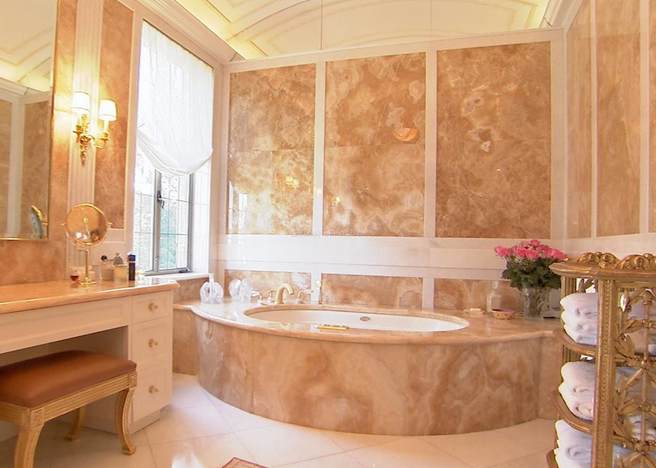 欧式卫生间样板房浴缸设计效果图