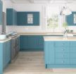 现代欧式简约风格厨房蓝色橱柜效果图