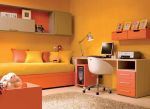 小卧室儿童房橙色墙面装修效果图片