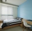 现代简约卧室蓝色墙面装修效果图片欣赏