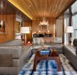 美式古典风格客厅真皮沙发装修效果图片2023