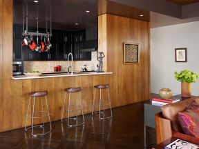 美式古典风格厨房吧台装修效果图片