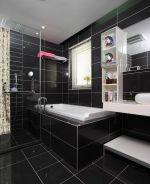 黑白风格小户型卫浴瓷砖设计 