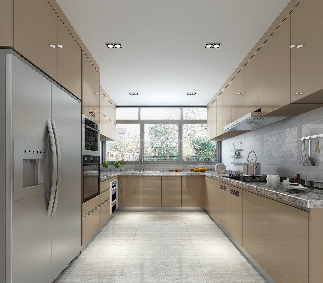 现代简约大厨房装修设计效果图大全2021图片