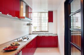 小厨房装修效果图大全2020图片 红色橱柜装修效果图片