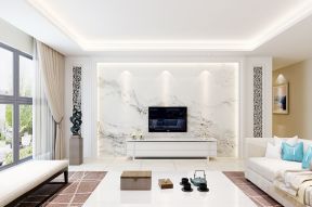 2020电视背景墙效果图 现代中式装修客厅效果图