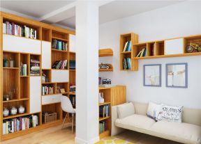 彩色书房 小户型实木装修效果图片