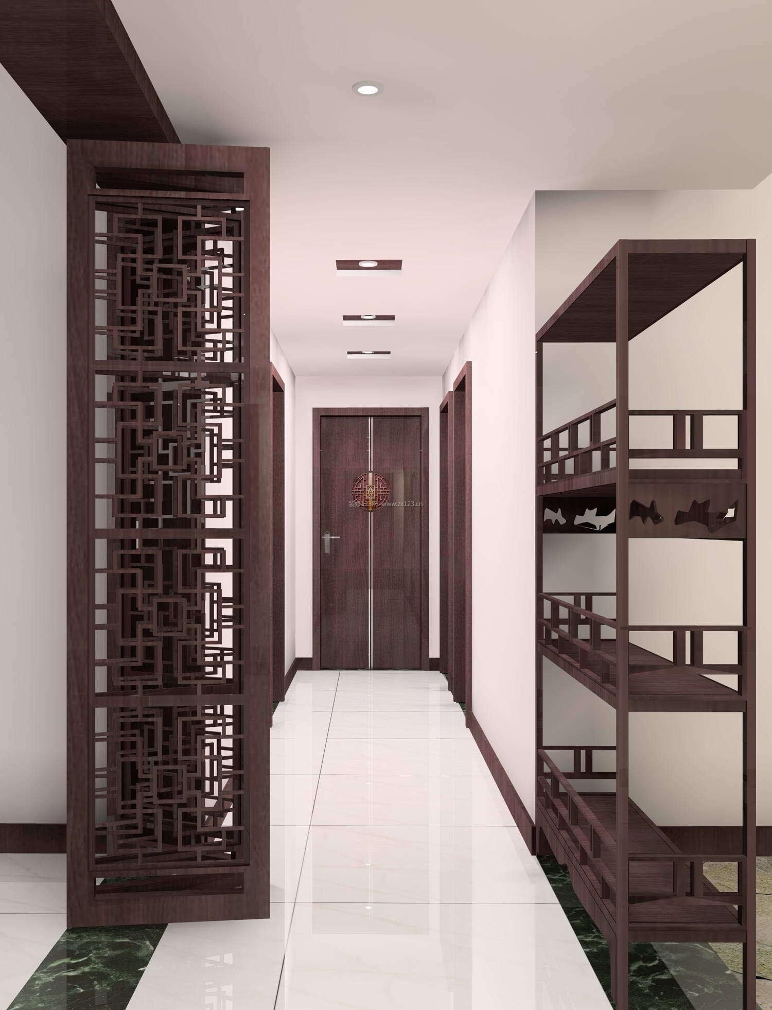 中式三居室走廊装修效果图片