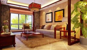 中式三居室 中式沙发背景墙装修效果图
