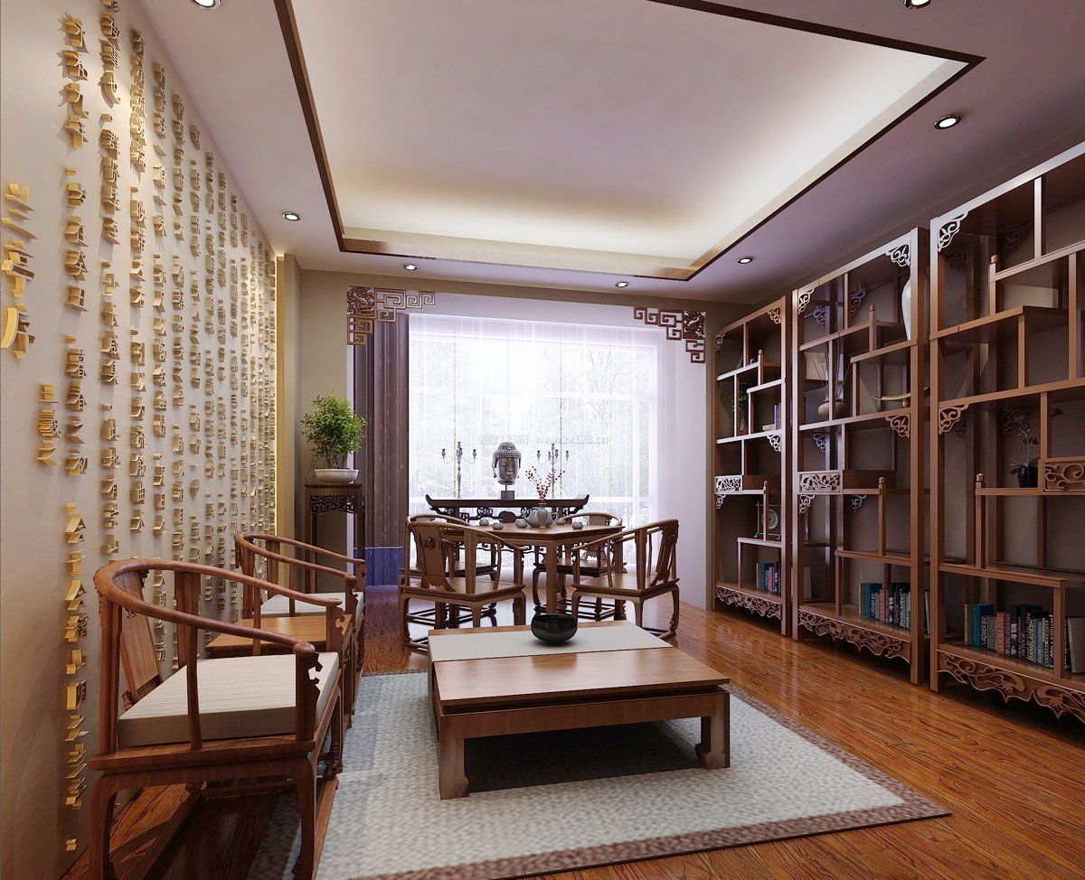 简中式客厅中式家具摆放装修效果图片