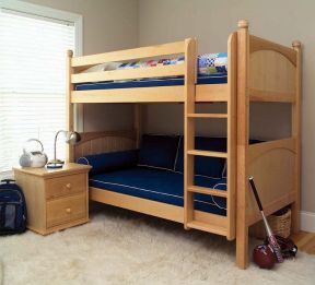 男生卧室实木高低床设计图片大全 