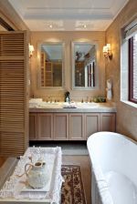 欧式田园风格家装卫生间白色浴缸装修效果图片