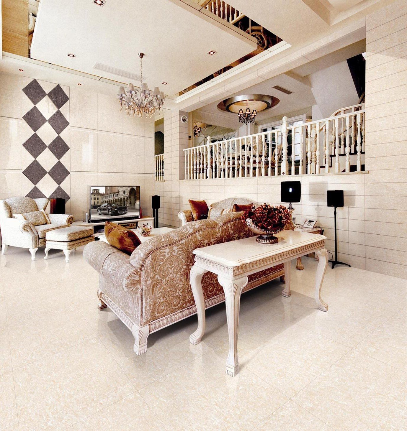 家装客厅地面瓷砖装修效果图大全