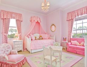 女生房间装修效果图 粉色窗帘装修效果图片
