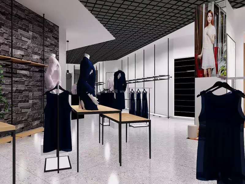 女装服装店面室内背景墙设计装修效果图