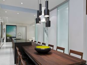 现代简约风格房屋开放式厨房吧台餐桌设计案例