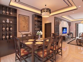 中式家庭餐厅装修效果图 酒柜设计图