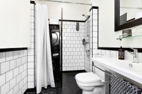 结婚新房布置洗手间黑白墙砖效果图 