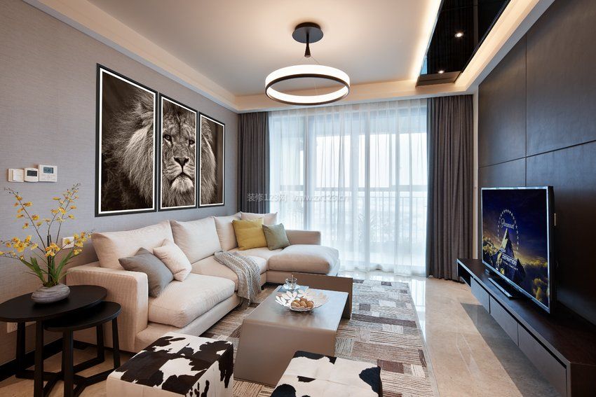  现代简约客厅电视墙装修效果图欣赏