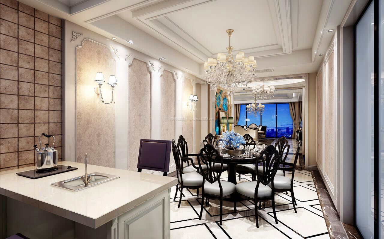 法式新古典风格家庭餐厅装修效果图大全2023图片