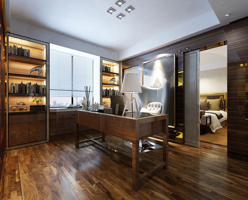 现代港式风格家庭书房装修实景图