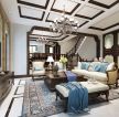 美式风格别墅客厅沙发背景墙装修效果图欣赏