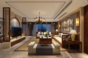 新中式客厅装修效果图欣赏 客厅电视墙背景效果图