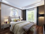 新中式卧室布艺窗帘装修效果图片2023
