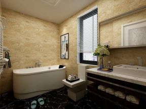 现代家庭卫生间白色浴缸装修效果图片2023