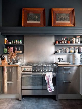 新式厨房不锈钢橱柜效果图 
