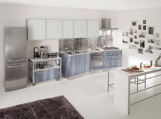  欧式风格厨房不锈钢橱柜效果图