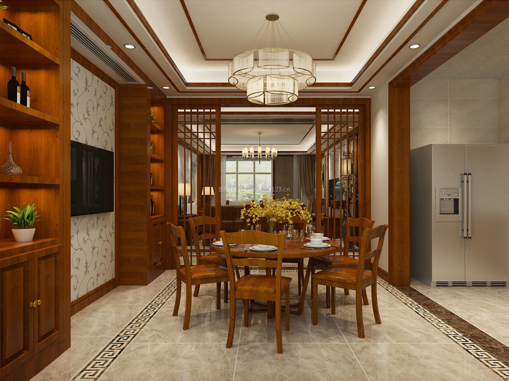 新中式家装风格家庭餐厅装修效果图片