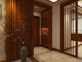 新中式家装进门鞋柜玄关设计效果图