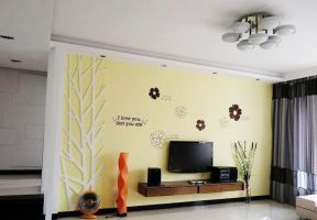 硅藻泥背景墙图片 黄色墙面装修效果图
