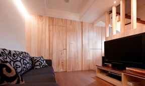 客厅木质隐形门背景墙效果图  