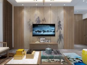 2020新中式客厅效果图 电视墙背景墙效果图