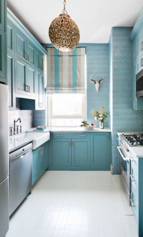 厨房蓝色橱柜设计图片大全