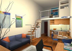 经典单身公寓设计 小复式楼客厅装修效果图