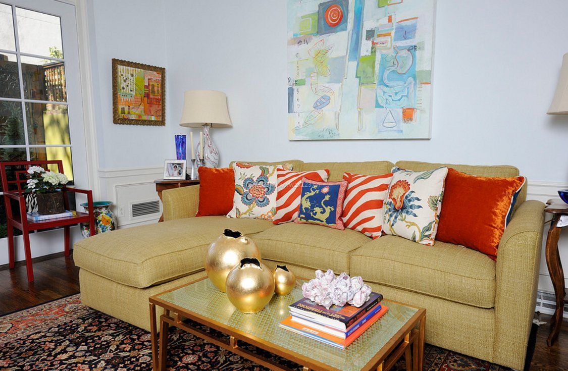 小户型左右布艺沙发装饰效果图片 