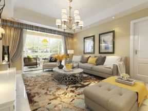 现代美式客厅装修效果图 组合沙发装修效果图片