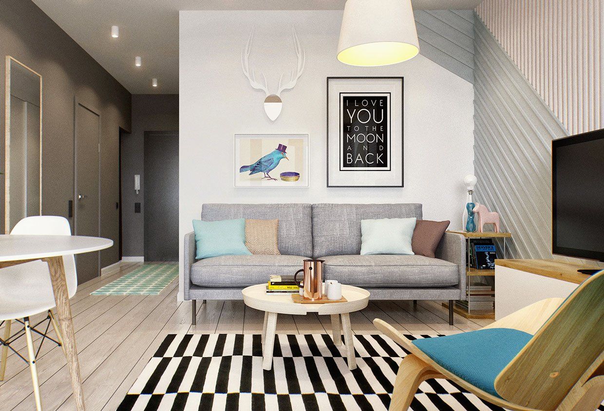 单身公寓客厅地毯装修设计图片