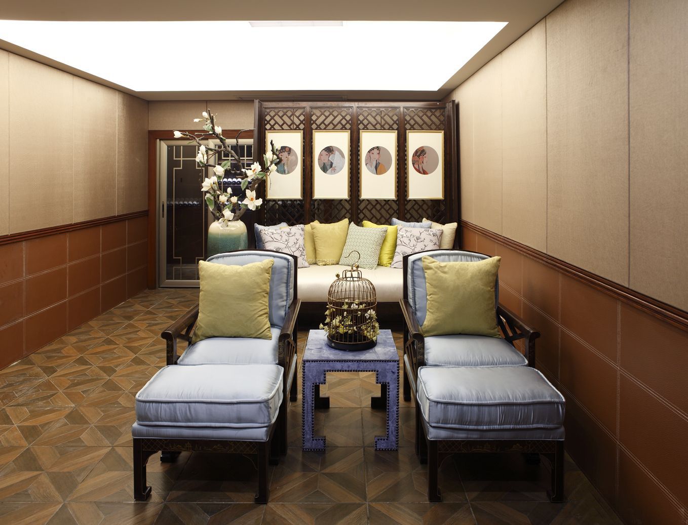 中式新古典风格懒人沙发装修效果图片