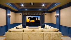 家庭影院装修实例 蓝色电视墙装修效果图
