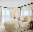 欧式简约风格卧室纯色窗帘装修效果图片