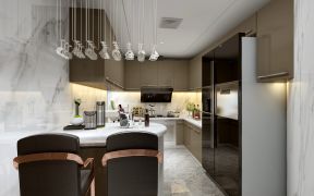 現(xiàn)代港式風(fēng)格開放式廚房吧臺(tái)餐桌裝修效果圖