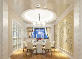  欧式三室两厅餐厅背景墙创意装修效果图