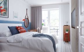 现代北欧风格卧室布艺窗帘装修效果图片